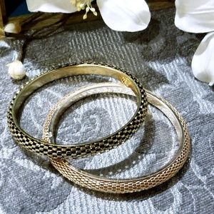 Bangle Bracelets (2) Gold & Black Tone NEW